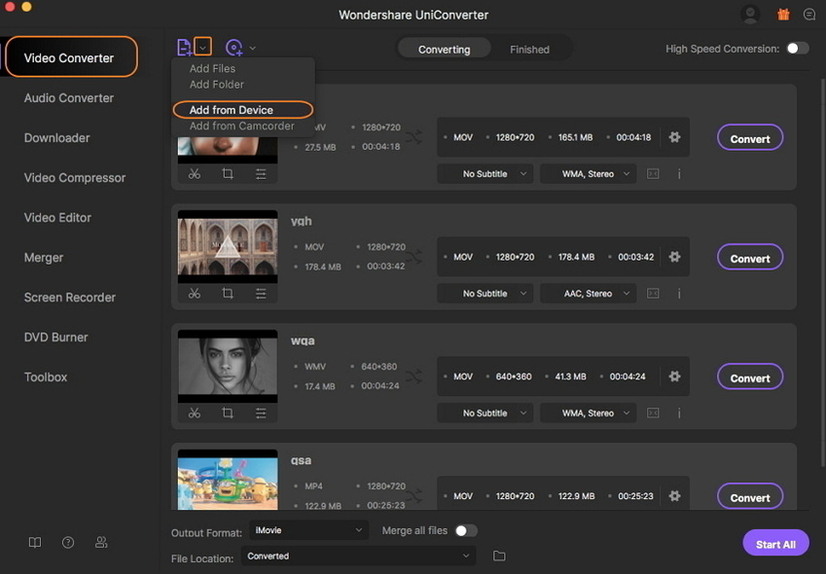 adicionar arquivos de dispositivos para Mac
