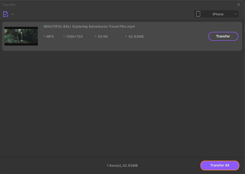 transferir vídeo 4K convertido
