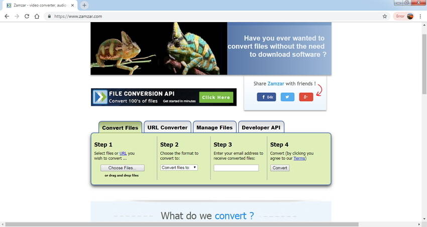 Zamzar - conversor de vídeo on-line gratuito para MP3